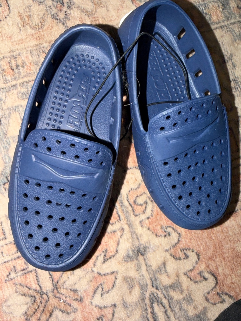 Kids Navy Blue Perforated Water Shoes - Slip-On Design